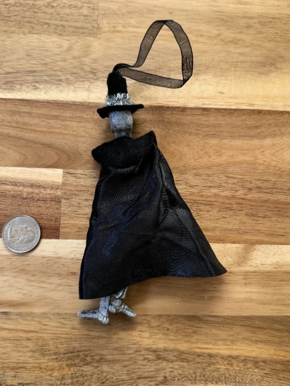 Glitter skeleton with cape and witch hat ornament - black - Joann's